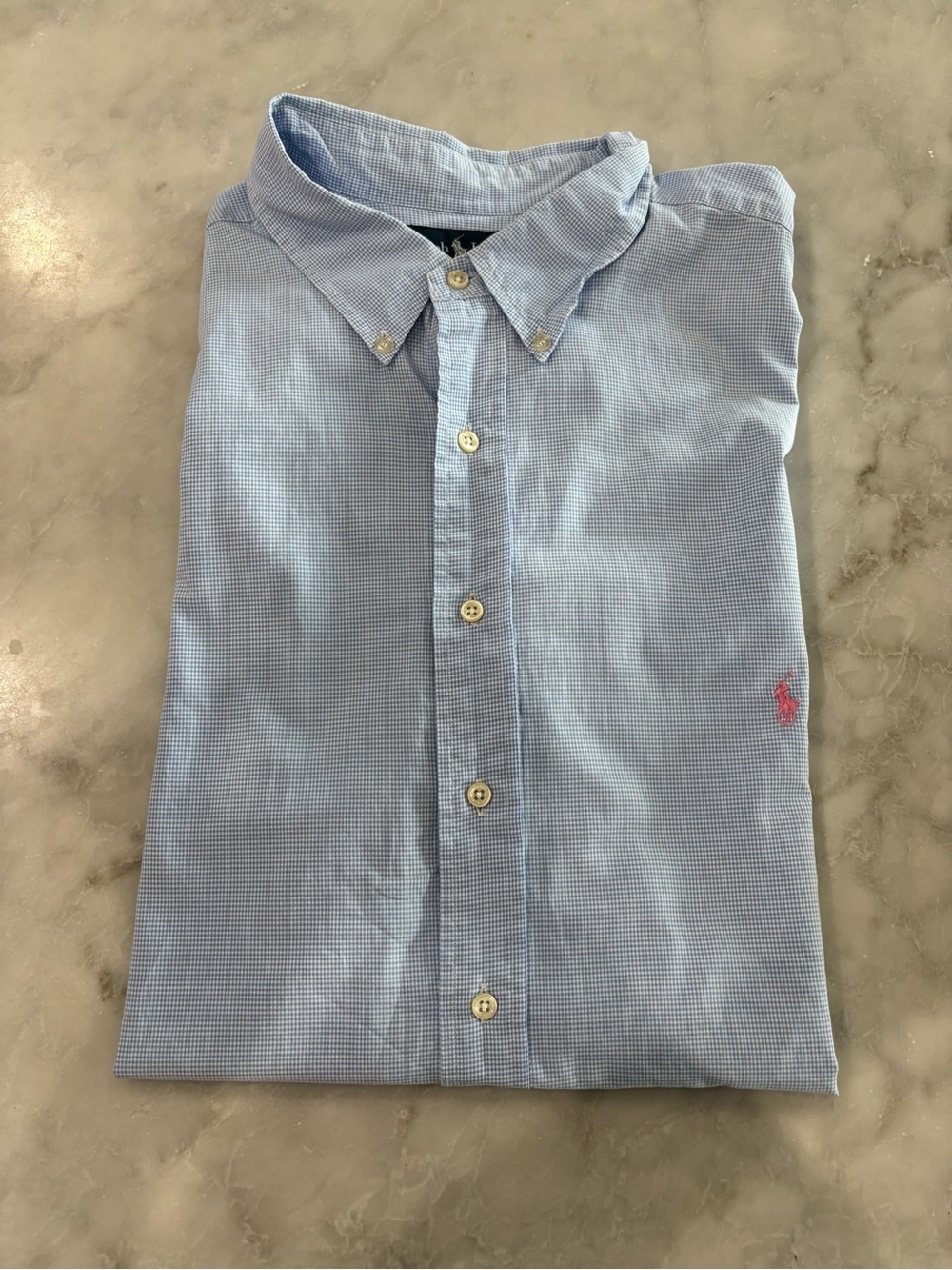 Ralph Lauren Light Blue Mini-Check Button-Down Shirt